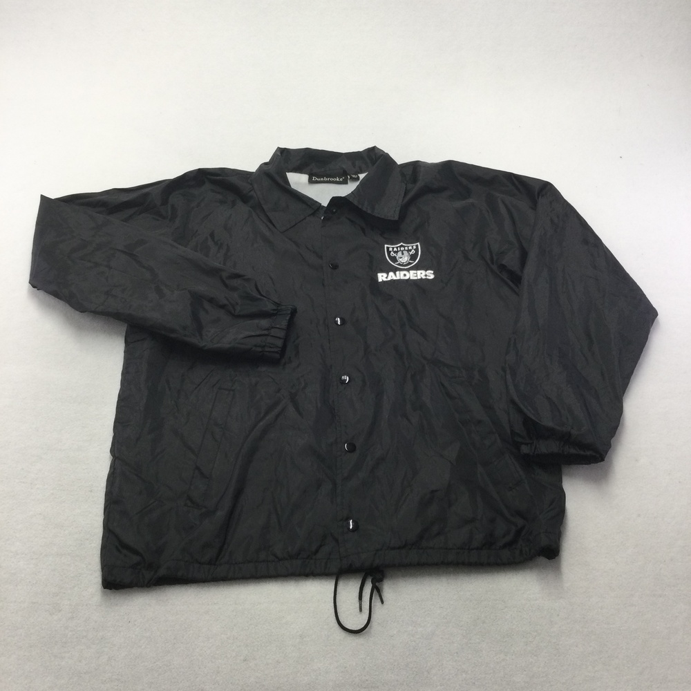 Raiders Jacket Mens Medium Black NFL Football Dunbrooke Coach Windbreaker